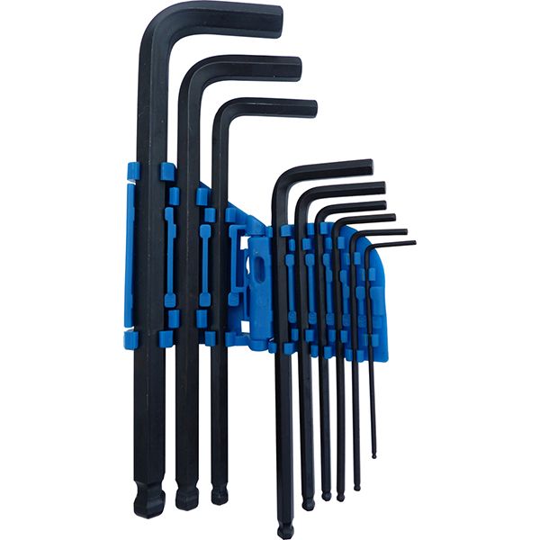 9pc Chrome Vanadium Ball-Hex Key Set Metric 1.5mm - 10mm